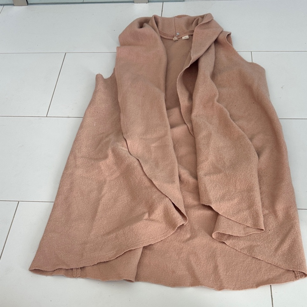 Anthropologie MOTH cascading Sleeveless Tan Open Cardigan M/L - Picture 2 of 6